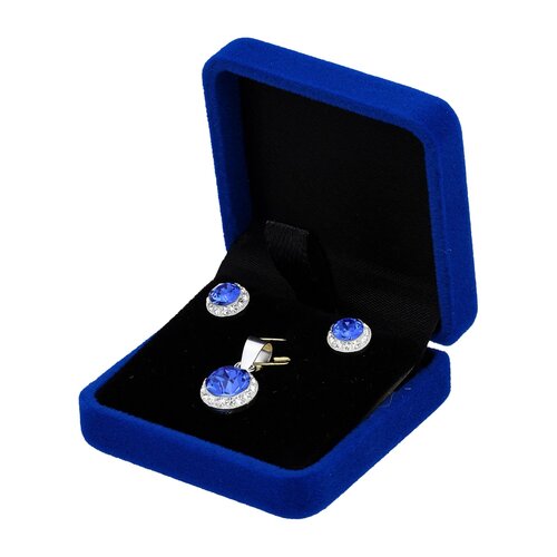 Cofre Terciopelo Azul para Aros y Colgantes