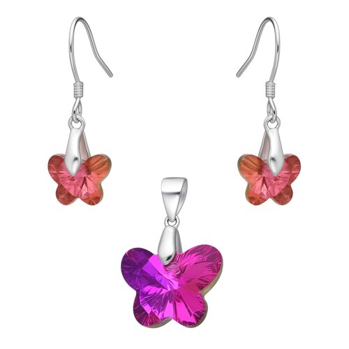 Conjunto Mariposa Cristal Hecho con Swarovski® Vidriera Rosa