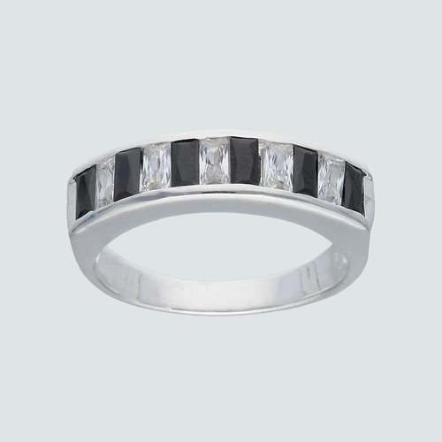 Anillo Cintillo Circones Baguette Onix