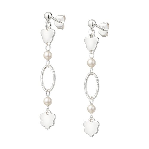 Aro Flores Perlas Óvalos Facetados