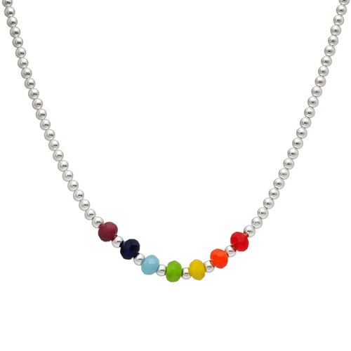 Collar Esferas 7 Chakras Cristales Multicolor