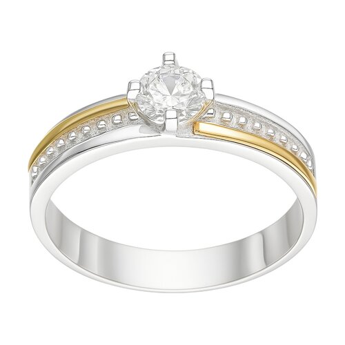 Anillo Circón Solitario Líneas en Oro