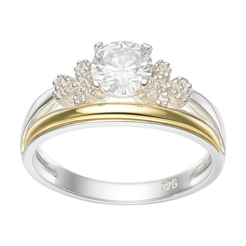 Anillo Trébol Circón Línea en Oro