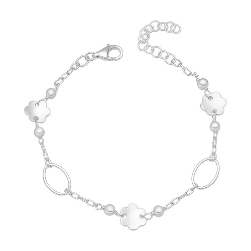 Pulsera Óvalos Facetados Perlas Flores