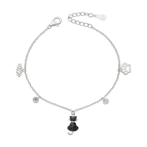Pulsera Patita Gatito Hecho con Cristal Swarovski® Circones Negro