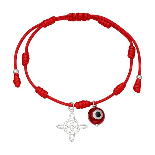 Pulsera Hilo Rojo Ajustable Nudo de Brujas Ojo Turco