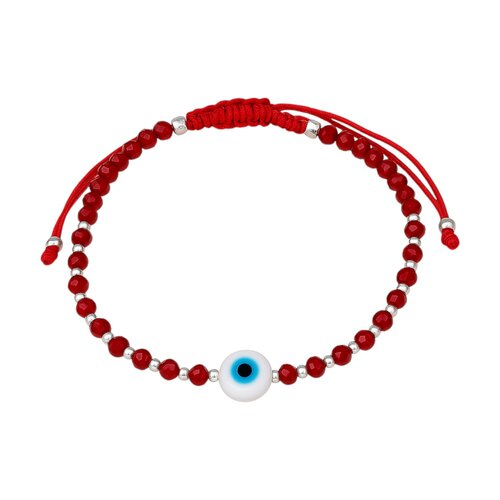 Pulsera Hilo Rojo Ajustable Cristales Ojo Turco