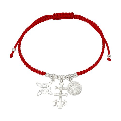 Pulsera Hilo Rojo Ajustable Nudo de Brujas San Benito Cruz Caravaca