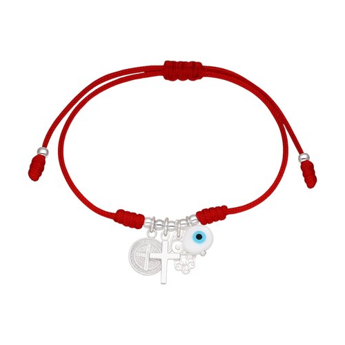 Pulsera Hilo Rojo Ajustable San Benito Ojo Turco Mano de Fatima
