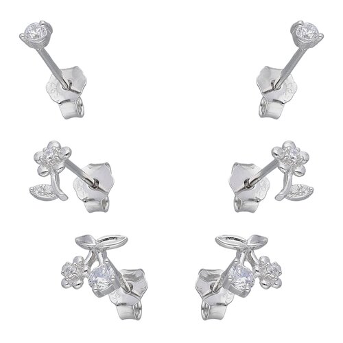 Set Aros Minimalista Cereza Flor Circones