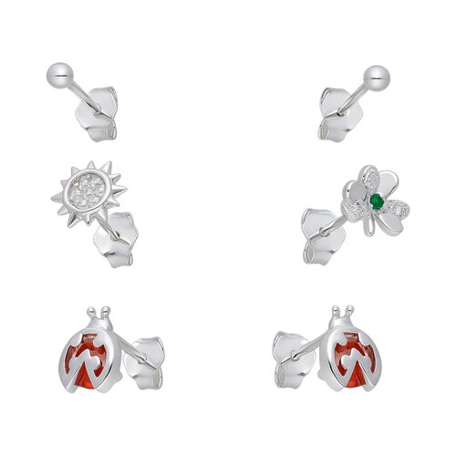 Set Aros Minimalista Chinita Sol Trébol Esfera Circones