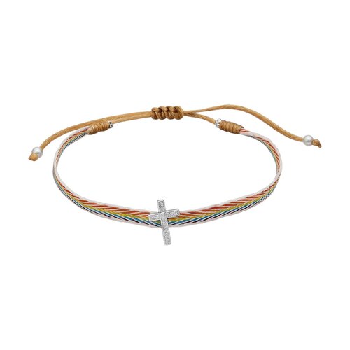 Pulsera Ajustable Hilo Cinta Multicolor Cruz Circones