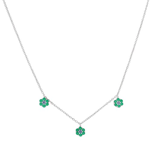 Collar Flores Circones Esmeralda Agua Marina