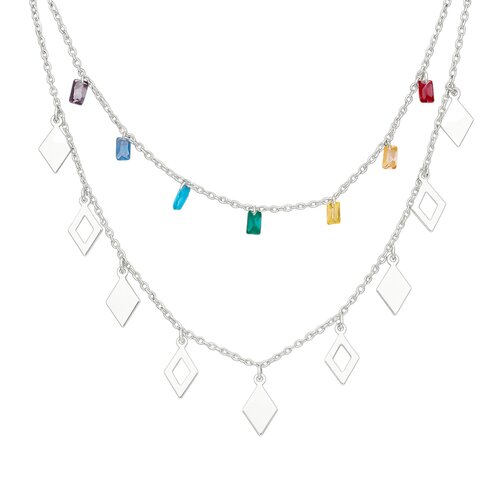 Collar Doble Triángulos 7 Chakras Cristales Hechos con Swarovski® Multicolor