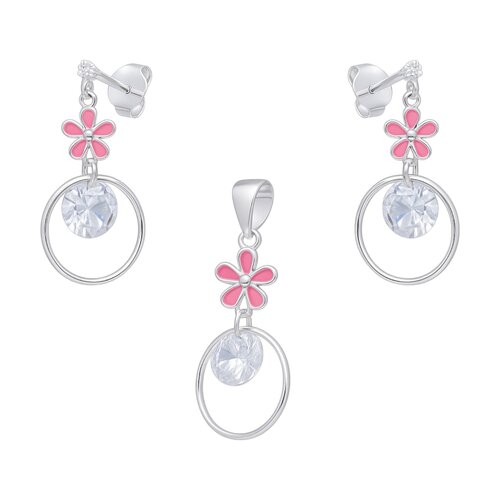 Conjunto Flor Esmaltada Cristal Hecho con Swarovski®