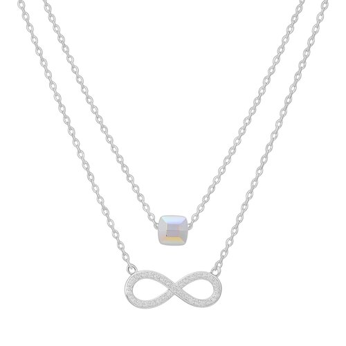 Collar Doble Infinito Circones Cubo Cristal Tornasol
