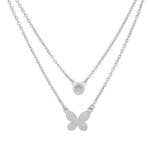 Collar Doble Mariposa Circón Punto de Luz