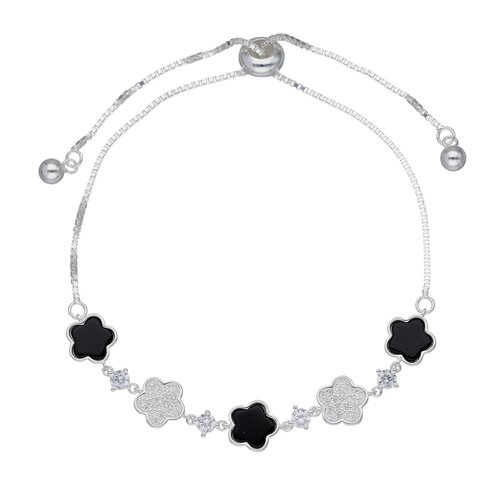 Pulsera Ajustable Flores Ónix Circones