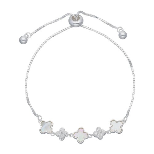 Pulsera Ajustable Trébol de la Suerte Nácar Circones