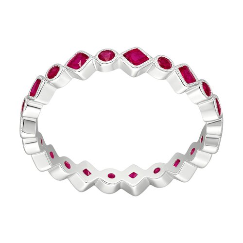 Anillo Cintillo Rombos Circones Rubí