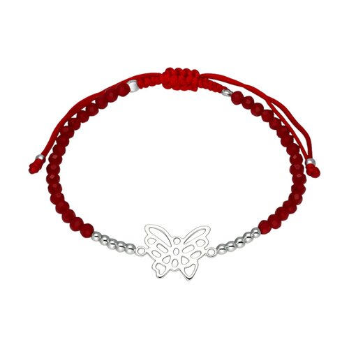 Pulsera Ajustable Mariposa Cristales Rojo