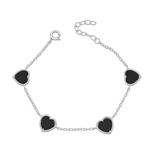Pulsera Corazones Ónix