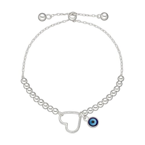 Pulsera Ajustable Esferas Corazón Ojo Turco