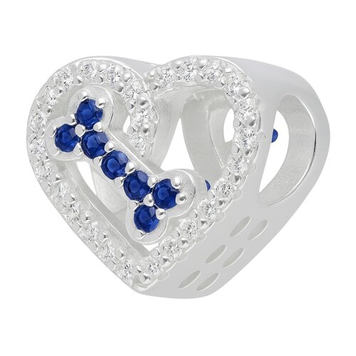 Colgante Charm Corazón Huesito Circones Zafiro