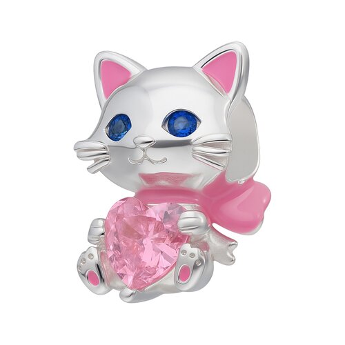Colgante Charm Gatito Corazón Circones Rosa Francia