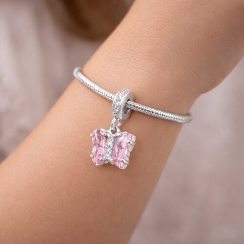 Colgante Charm Mariposa Cristal Hecho con Swarovski® Rosa