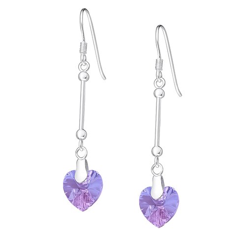 Aro Palito Corazón Hecho con Cristal Swarovski® Lila