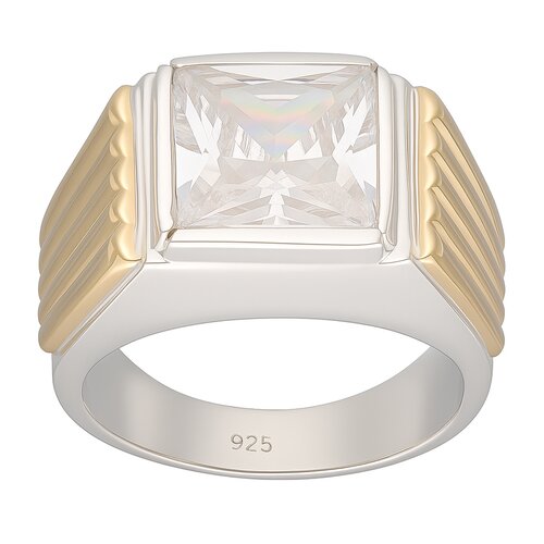 Anillo Sello Circón con Oro