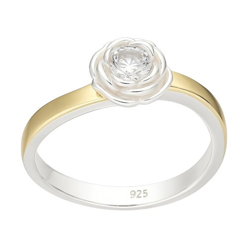 Anillo Flor Circón con Oro
