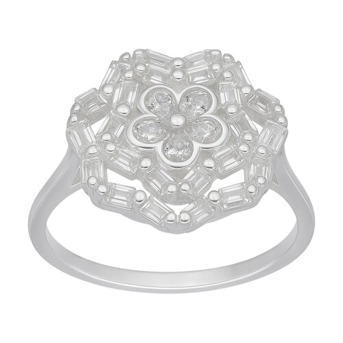 Anillo Flor Circones Baguette