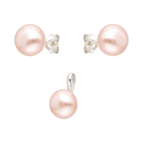 Conjunto Perla Achatada Rosa 8 mm