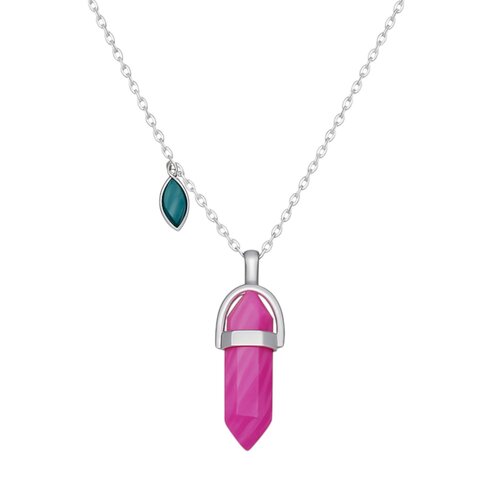 Collar Circón Agua Marina Cuarzo Fucsia