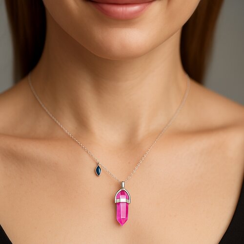 Collar Circón Agua Marina Cuarzo Fucsia