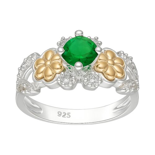 Anillo Flores en Oro Hojas Circones Esmeralda