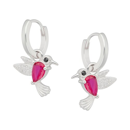 Argolla Huggie Colibrí Circones Rubí 11 mm