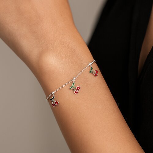 Pulsera Esferas Cerezas Esmaltadas