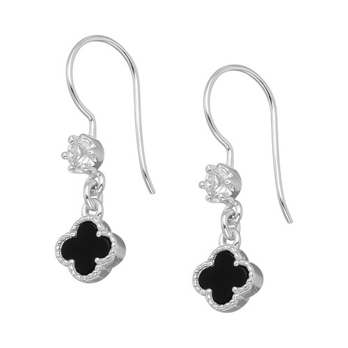 Aro Circón Trébol de la Suerte Ónix