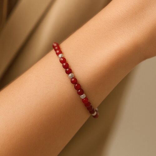 Pulsera Esferas Cristales Rojos