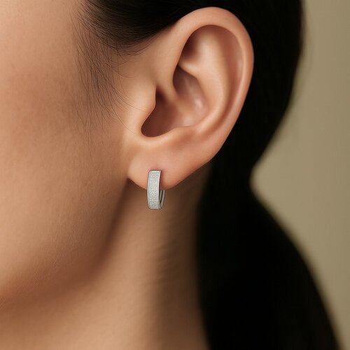 Argolla Huggie Circones Pavé 14 mm