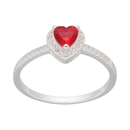 Anillo Corazón Circones Rubí