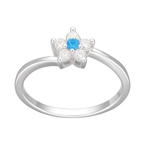 Anillo Midi Flor Circones Agua Marina