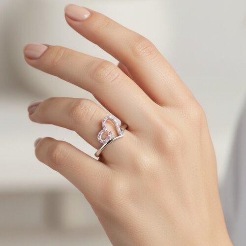 Anillo Corazón Circones Rosa Francia