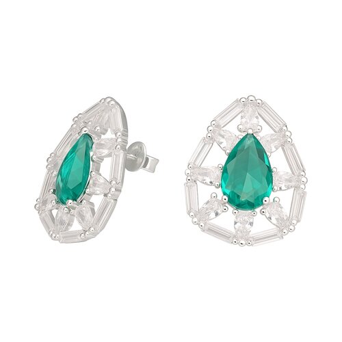 Aro Gota Circones Baguette Esmeralda