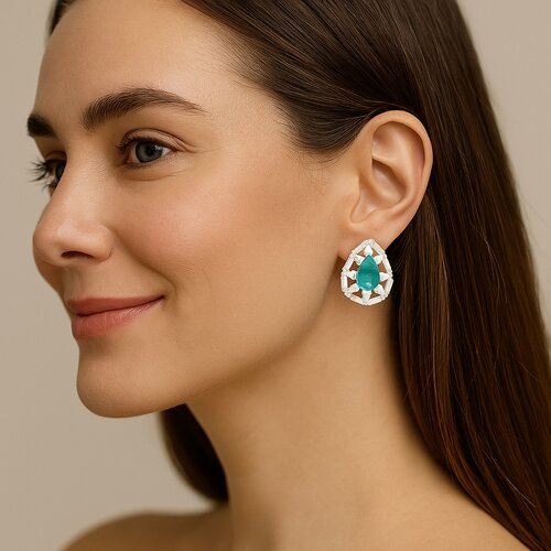 Aro Gota Circones Baguette Esmeralda