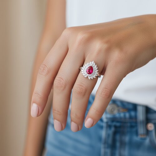 Anillo Gota Circones Rubí