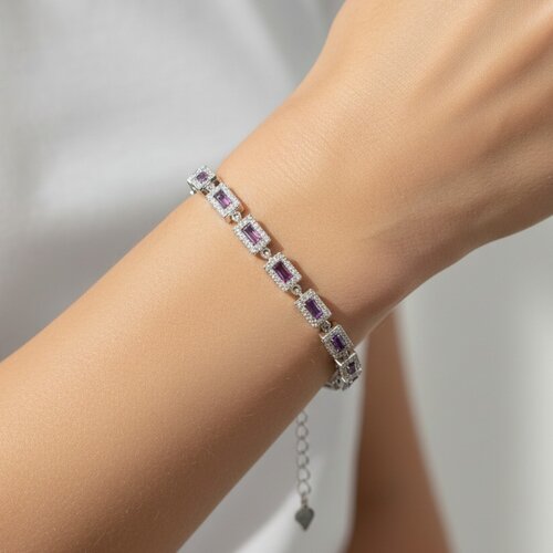 Pulsera Rectangular Circones Baguette Violeta